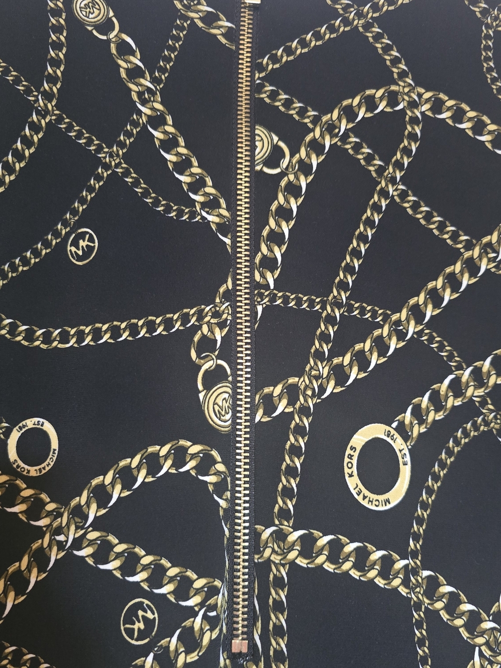 Michael Kors Black Long-Sleeve Dress with Gold Chain Print - Picture 5 of 5